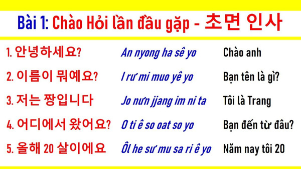 1000 Câu Tiếng Hàn Thông Dụng